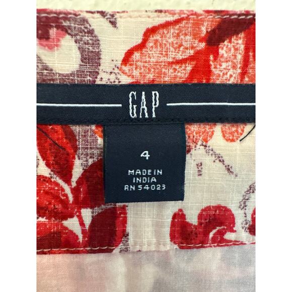 Gap Womens Midi Skirt Red White Floral Design Side Zipper Size 4 Casual Romantic - Picture 6 of 11